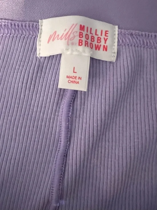 Millie Bobby Brown Lavender Ribbed Lounge Shorts sizeL - Picture 4 of 4